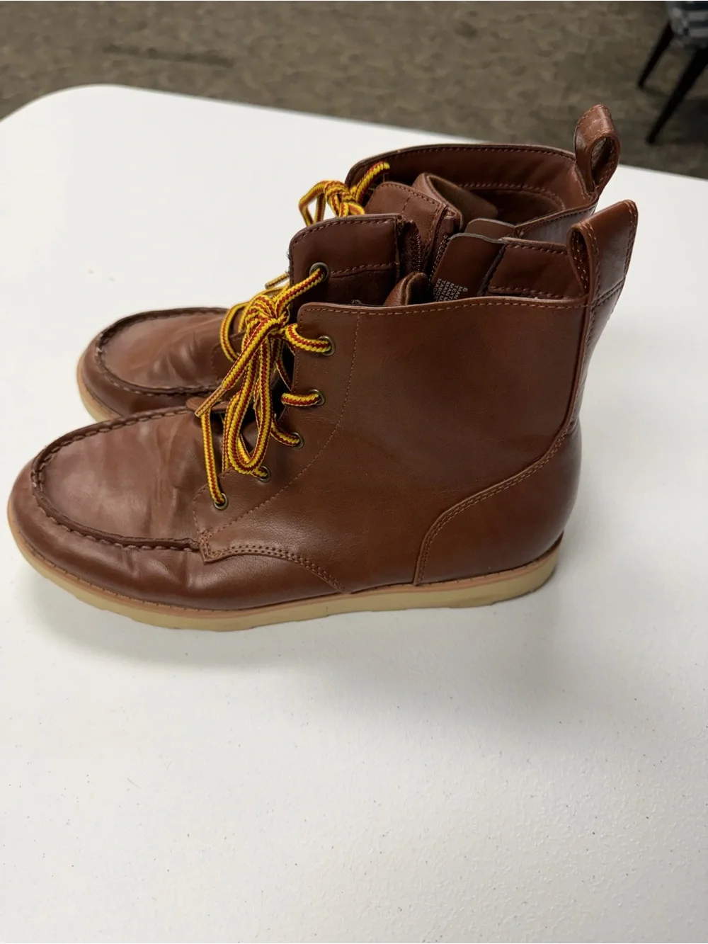 Cat & Jack Lace Up Leather Brown Boots size 6
